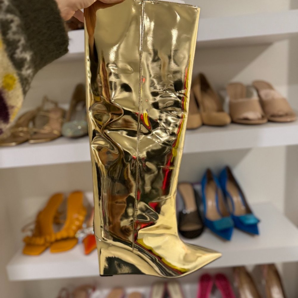 Jimmy Choo Blake Metallic Leather Knee-High Boots